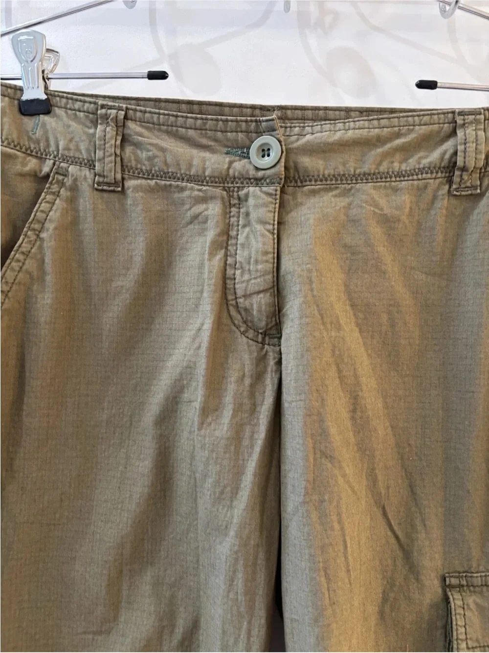 Hei Hei Anthropologie Olive Green Cargo Capri Pants Tie Hem Women’s 6